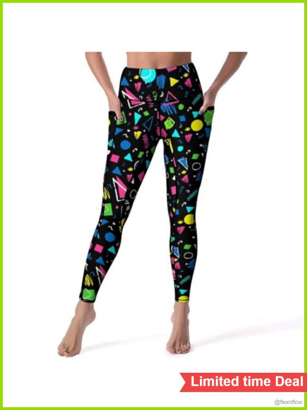 High Waisted Workout Leggings with Pockets Tummy Control Printed Sports Pants